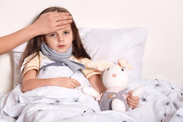 baby girl in fever