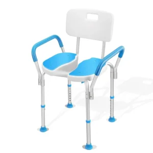 KosmoCare Shower Bench with Hygiene Cut-Out Seat & Detachable Armrests